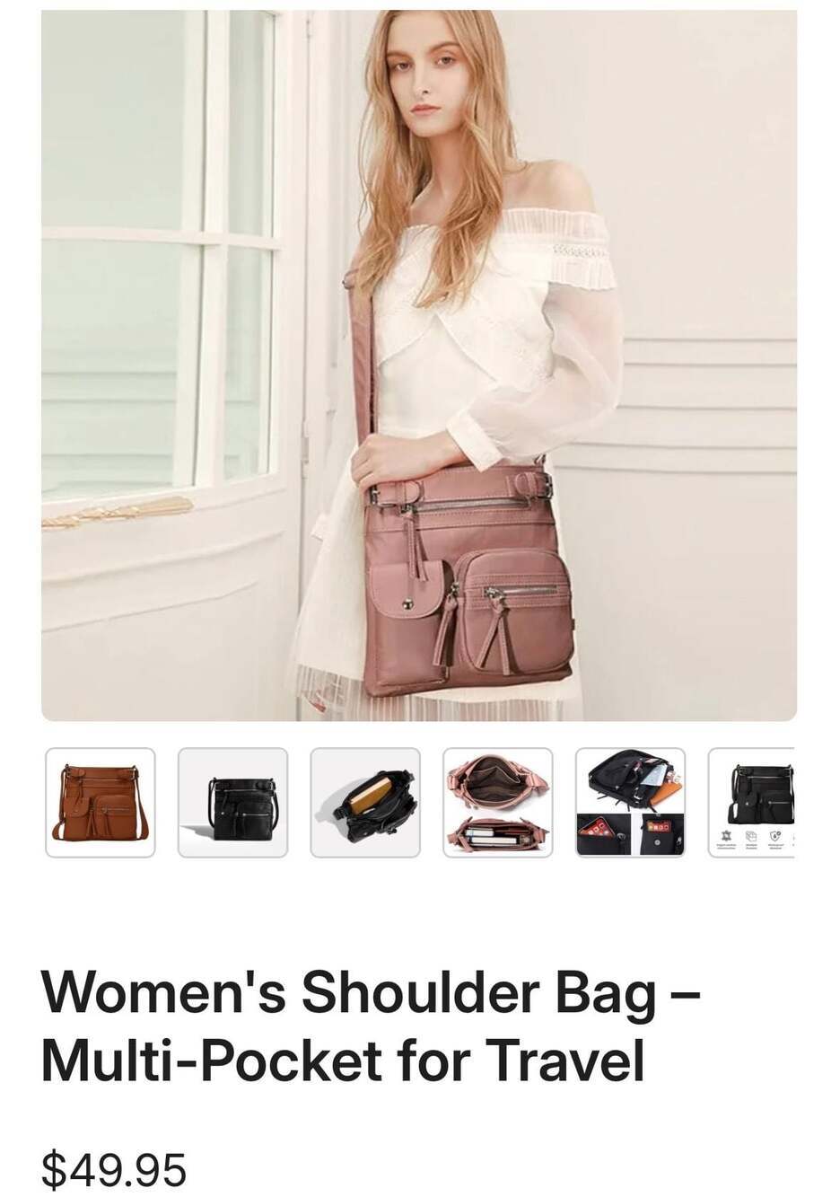 MultiSac Zippy Multi-Pocket Crossbody Bag, Tan - Picture 4 of 7